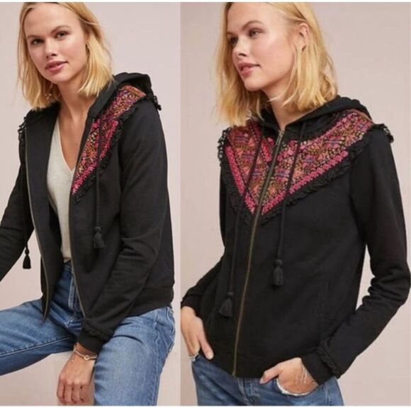 Anthropologie Tops - Anthropologie Akemi and Kin Embroidered Black Jacket